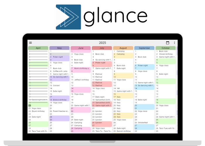 Glance | Your year at a glance calendar